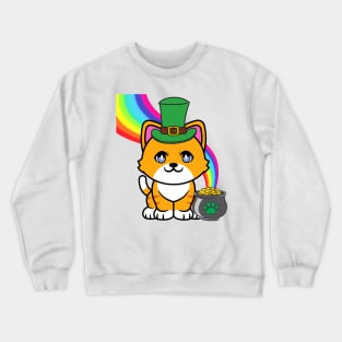 Cute Orange cat is a leprechaun Crewneck Sweatshirt